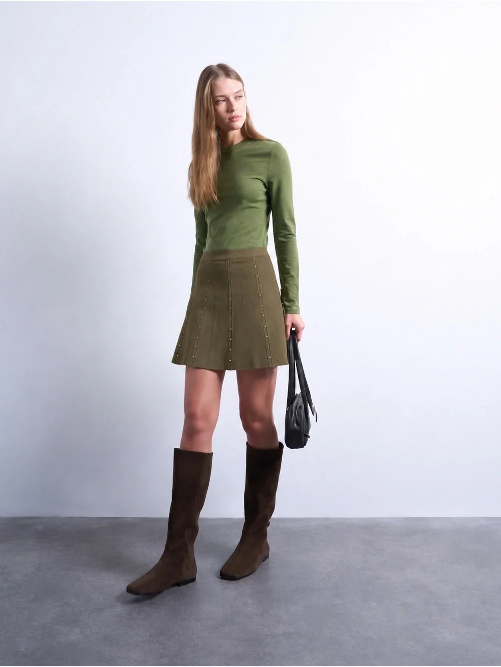 SANDRO STUDDED A Line Pull On Designer Skirt